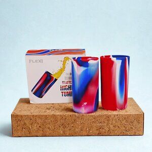 (2) Pc Set Flexi Tie Dye Silicone Shatterproof Glassware Unbreakable